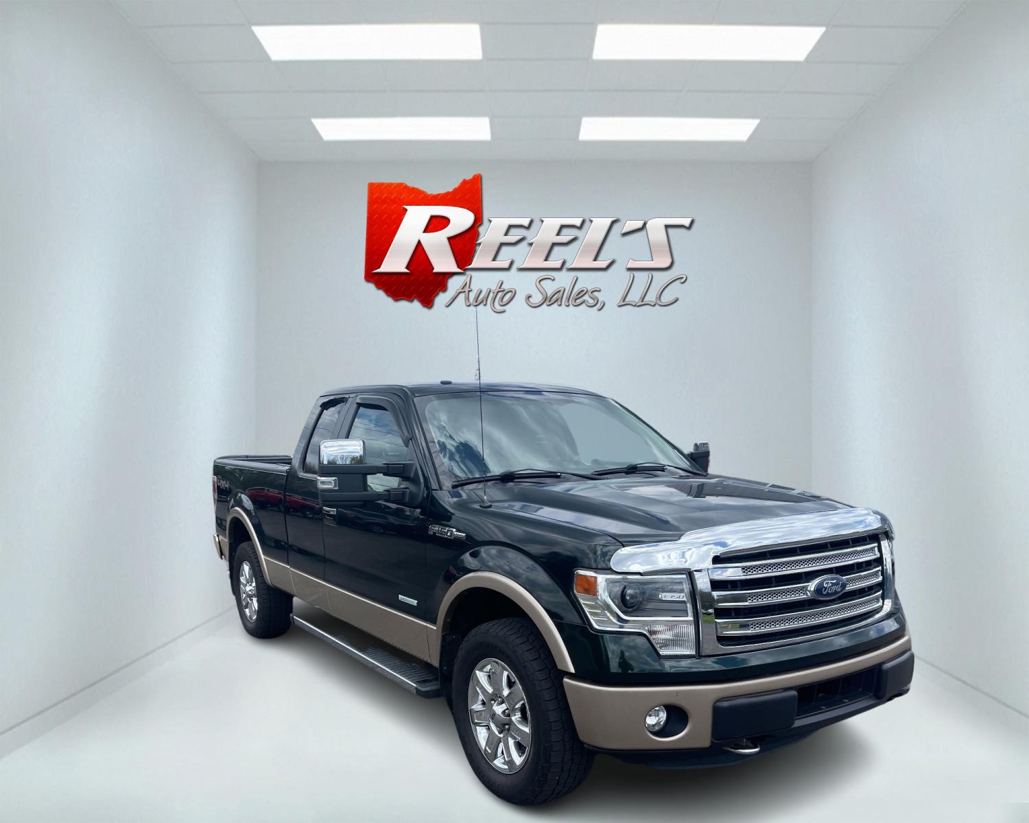 2014 Green /Tan Ford F-150 Lariat SuperCab 6.5-ft. Bed 4WD (1FTFX1ET7EF) with an 3.5L V6 TWIN TURBO engine, 6-Speed Automatic transmission, located at 547 E. Main St., Orwell, OH, 44076, (440) 437-5893, 41.535435, -80.847855 - This 2014 Ford F-150 Lariat SuperCab with the 3.5 EcoBoost engine and 6-speed automatic transmission is a well-equipped truck designed for both comfort and performance. Key features include HID headlights, a backup camera with sensors, a power moonroof, and a premium Sony sound system. For extended - Photo #2